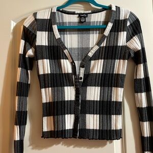 🌈🌻 RUE 21 Women’s Checkered Print Lg Sleeve StretchyTop SZ:S so comfy stretchy